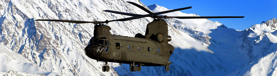 chopper above Afghan mountains
